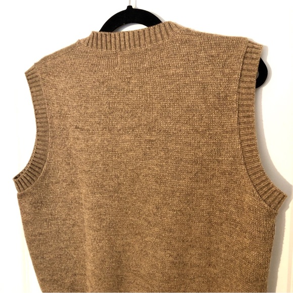 London Fog Vintage Tan Brown Grey Argyle Wool Blend Knit V-Neck Vest - Picture 4 of 5